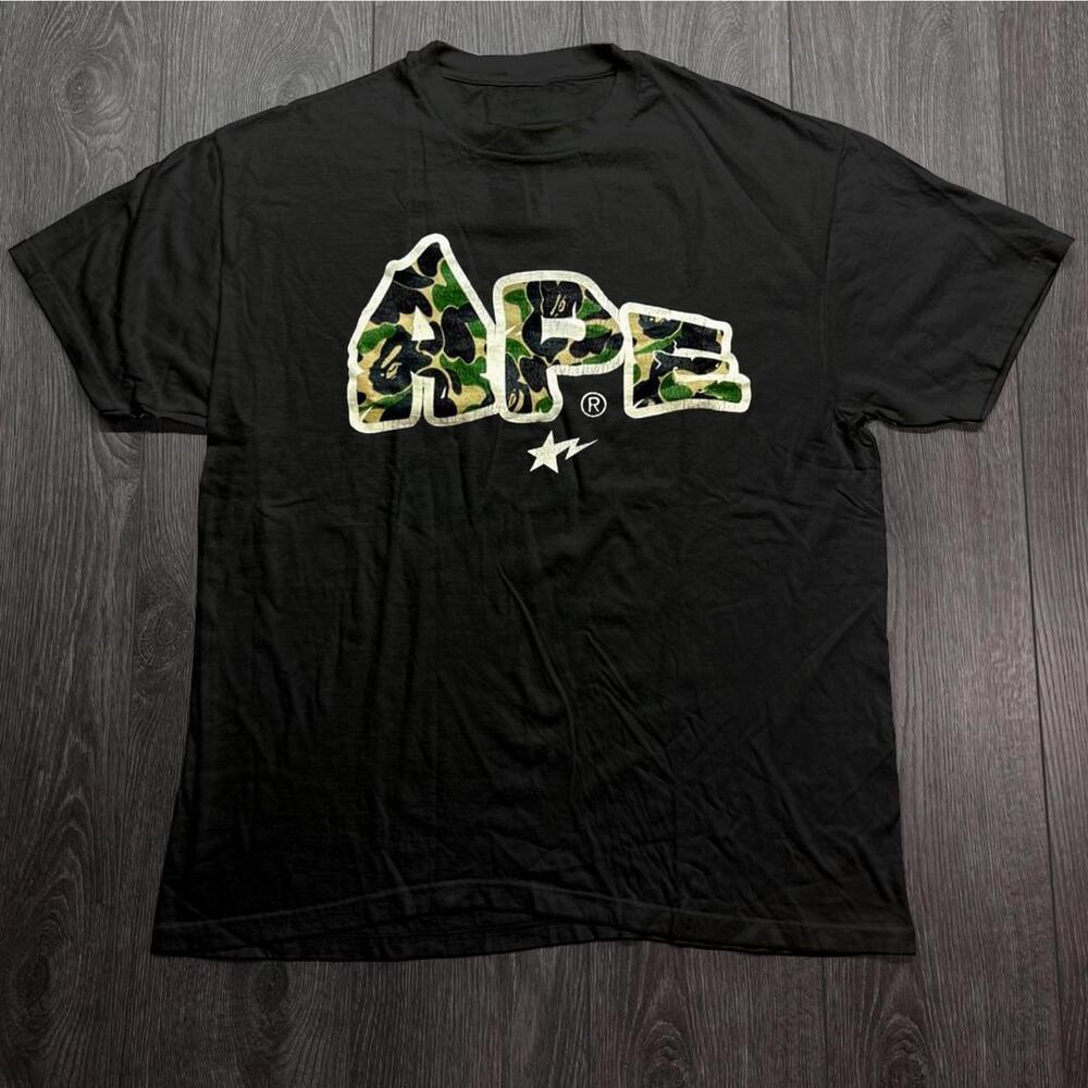 Black Bape A Bathing Ape Camp T-Shirt